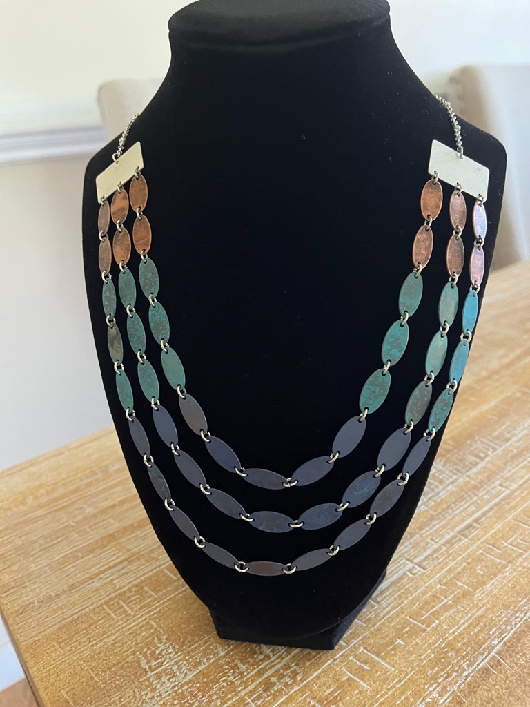 Multi-Row Teal Navy And Copper Womens Statement Necklace 10$